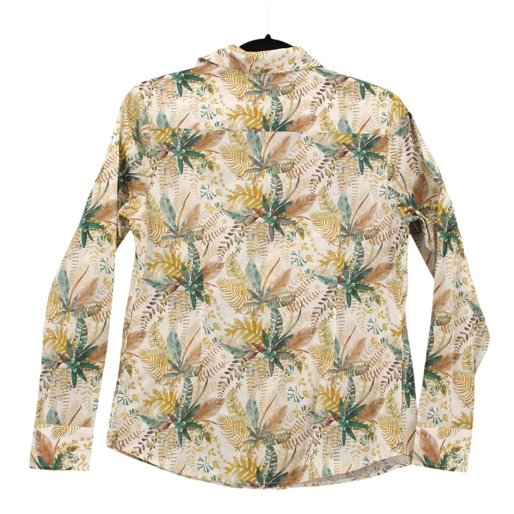 Margaret O'Leary Shirt womens XS tropical leaf pint button front long sleeve - Picture 3 of 12